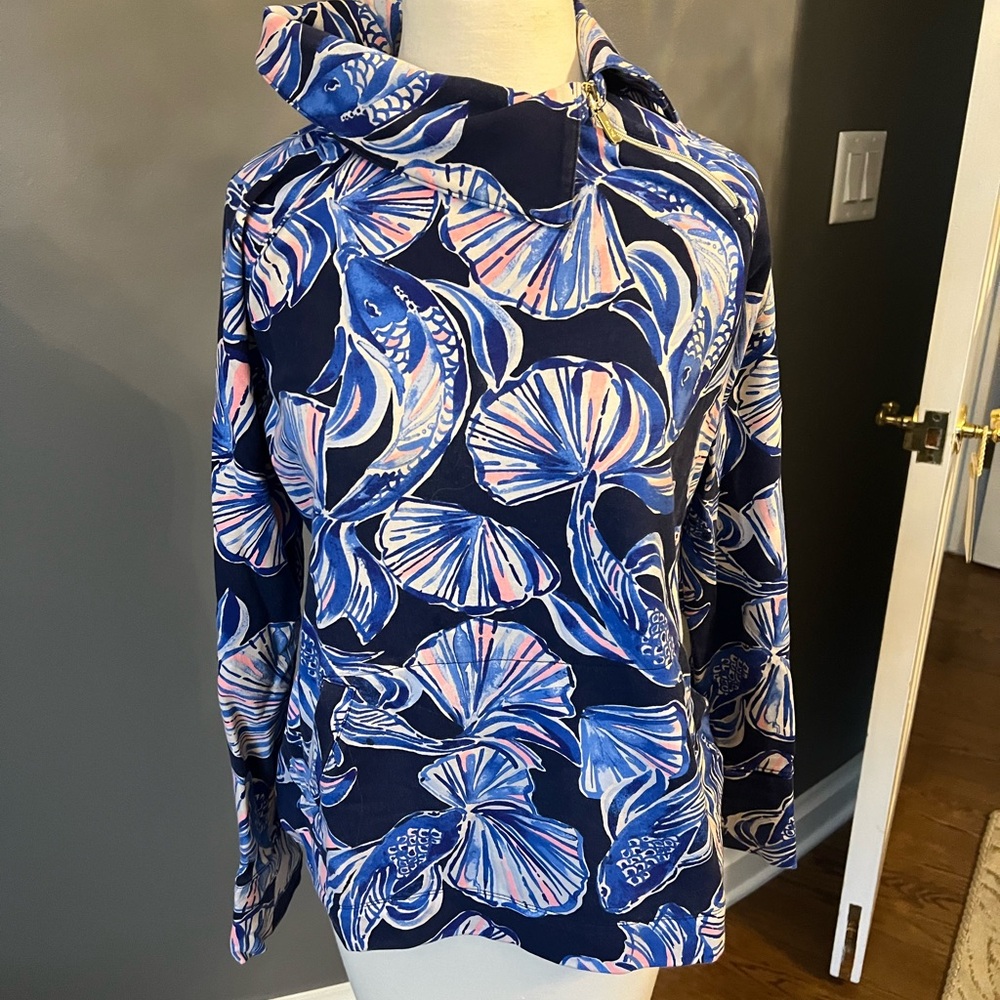 Blue and Pink Floral Hoodie